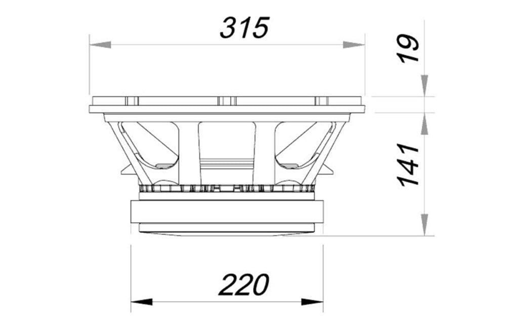 Ciare P12.00SW subwoofer 32 cm, impedenza 8 Ohm, con una sensibilità di 90 dB, 2000 W - TechSoundSystem.com