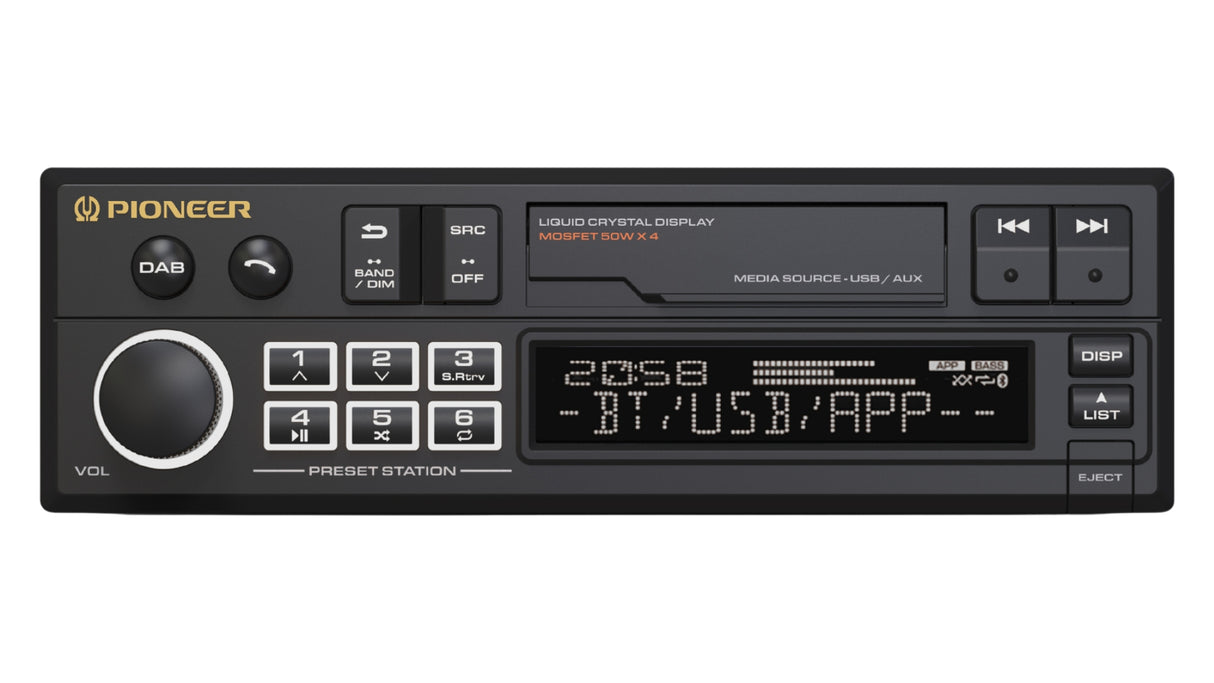 Pioneer STX-C10PS Autoradio MECHALESS Retrò RDS, RGB, DAB/DAB+, Bluetooth, USB e Aux-in anteriore