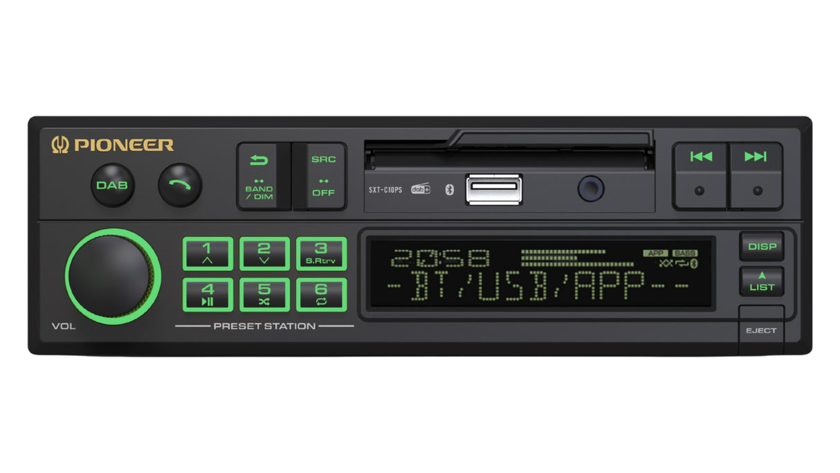 Pioneer STX-C10PS Autoradio MECHALESS Retrò RDS, RGB, DAB/DAB+, Bluetooth, USB e Aux-in anteriore