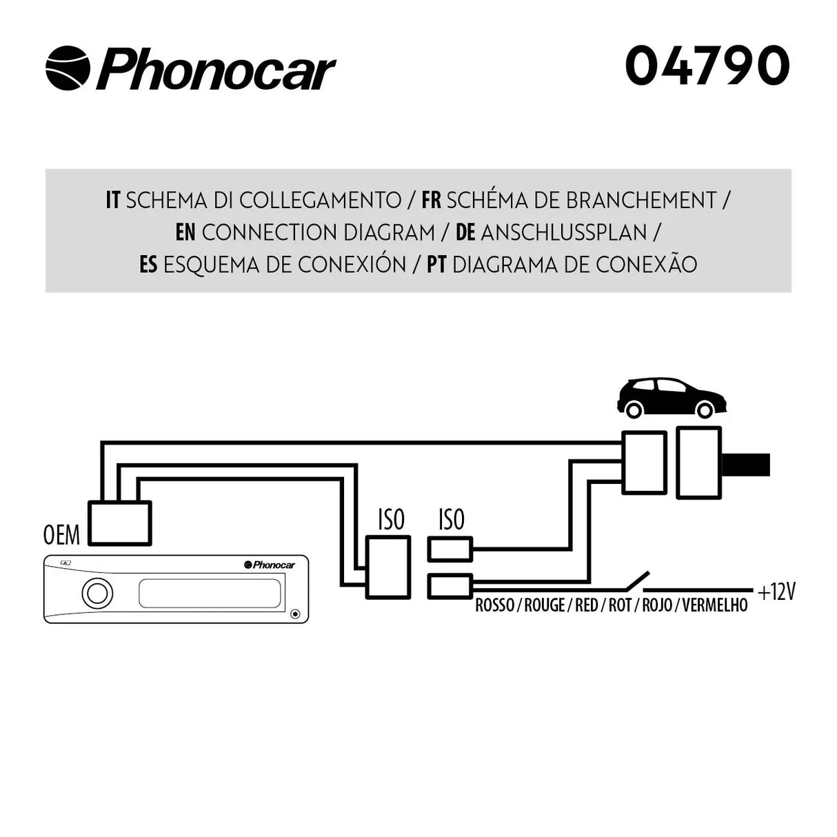 Phonocar 04790 Cavo ISO per kit vivavoce multimarca