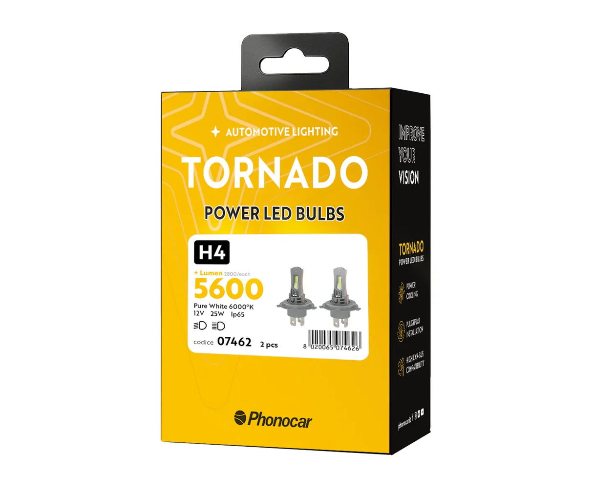 Phonocar 07462 Lampade H4 | LED 12 V, 5000 Lumen (coppia)