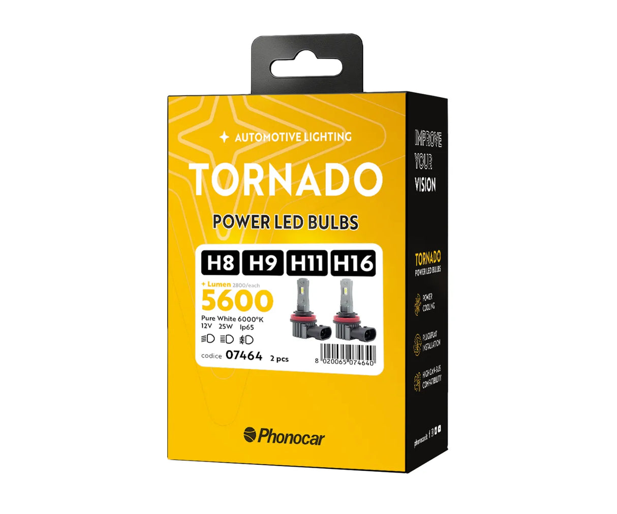 Phonocar 07464 Lampade H8, H9, H11, H16 | LED 12V, 5000 Lumen (coppia)
