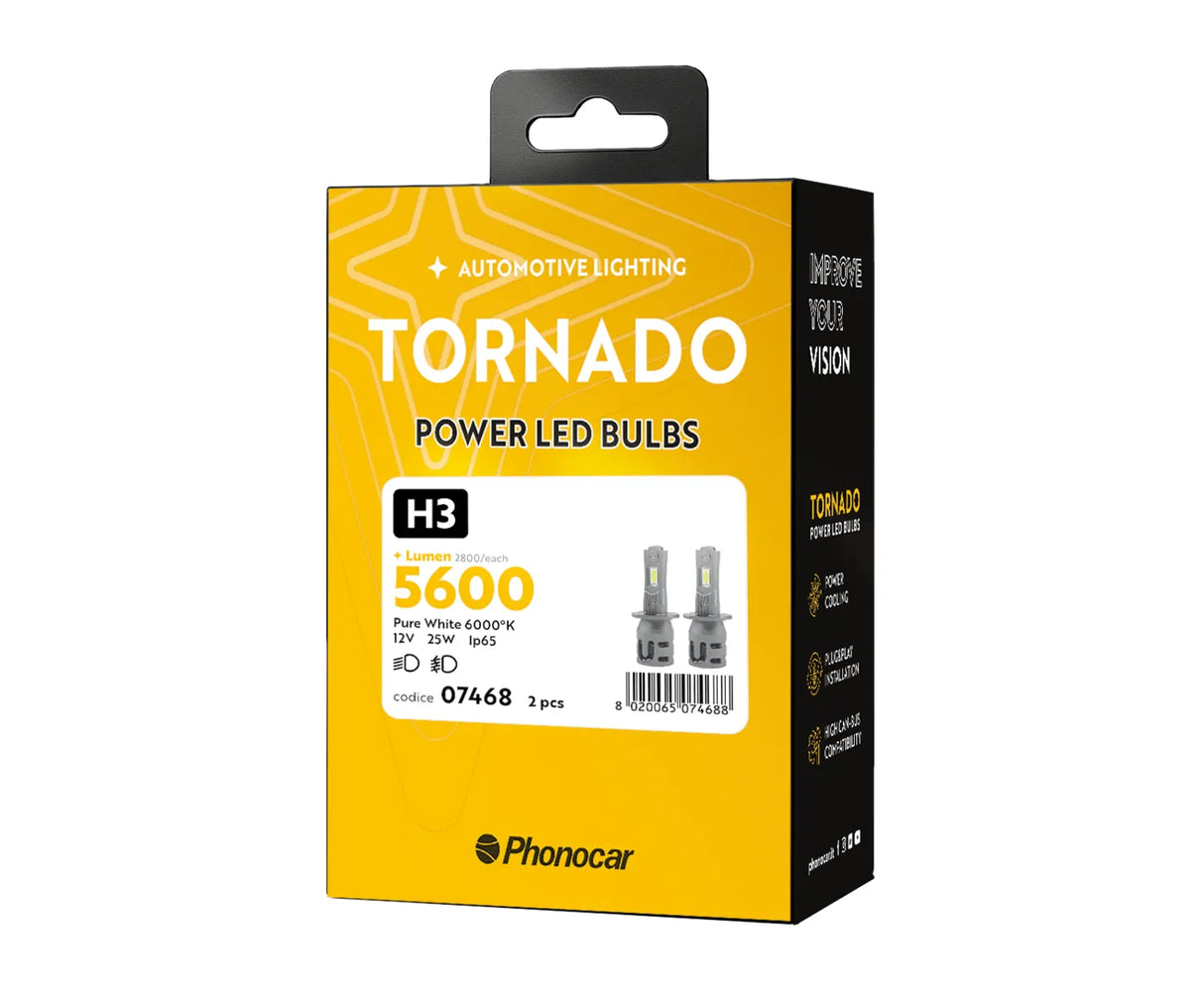 Phonocar 07468 Lampade H3 | LED 12V, 5000 Lumen (coppia)