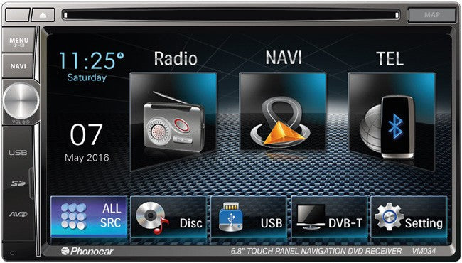 PHONOCAR VM034 SINTO-LETTORE DVD 2 DIN 6,8 " HD BLUETOOTH E GPS - TechSoundSystem.com