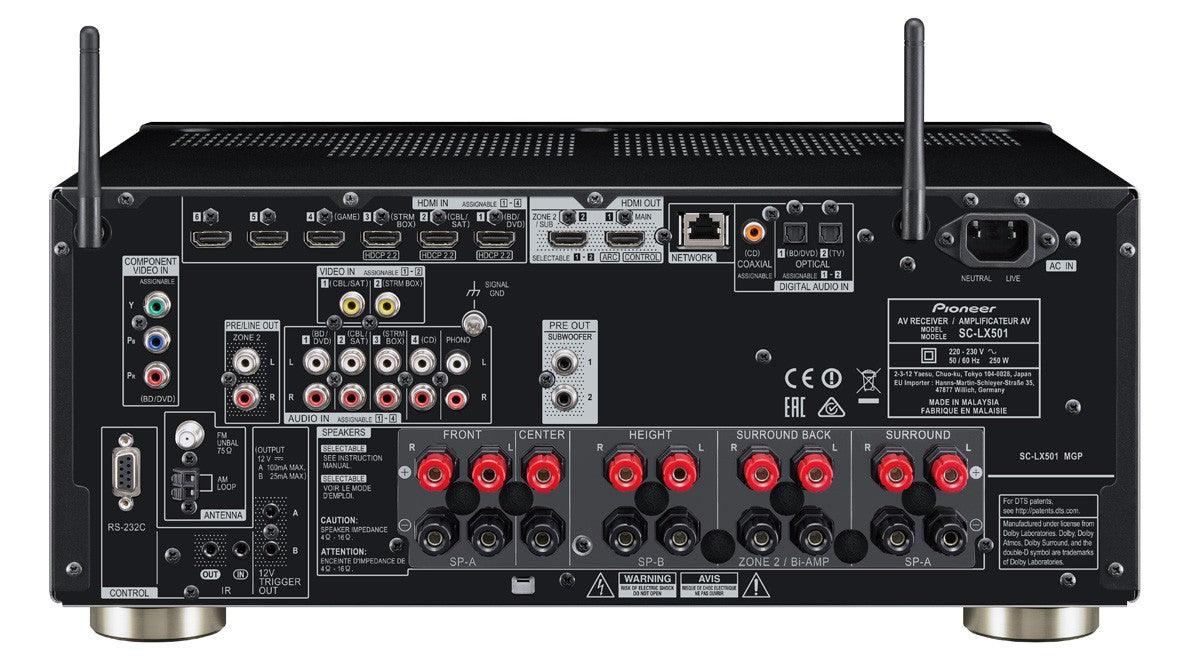 Pioneer SC-LX501-B Amplificatore Ricevitore multicanale da 7.2 Upscaling/Pass Through UltraHD 4K, Dolby Atmos, DTS:X - TechSoundSystem.com