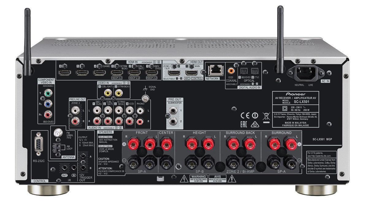 Pioneer SC-LX501-S Amplificatore Ricevitore multicanale da 7.2 Upscaling/Pass Through UltraHD 4K, Dolby Atmos, DTS:X - TechSoundSystem.com