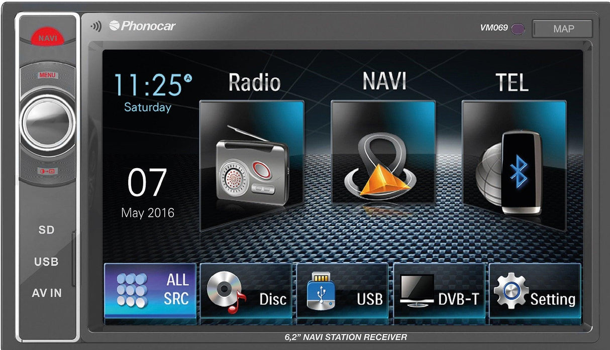 Phonocar VM069 Media Station 2 Din 6,2'' USB-SD Smartphone Link Bluetooth GPS con mappe opzionali - TechSoundSystem.com