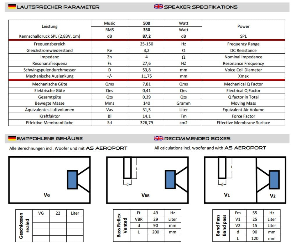 AUDIO SYSTEM HX 10 SQ Subwoofer HIGH END 10" 250 mm 4 ohm 350W RMS - TechSoundSystem.com