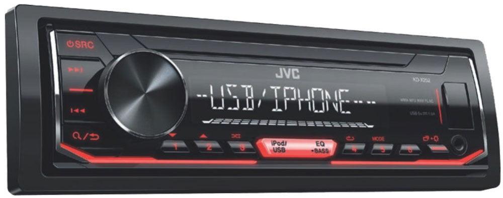 JVC KD-X252 autoradio 1 DIN USB, Aux-in anteriore, illuminazione rossa, senza CD - TechSoundSystem.com