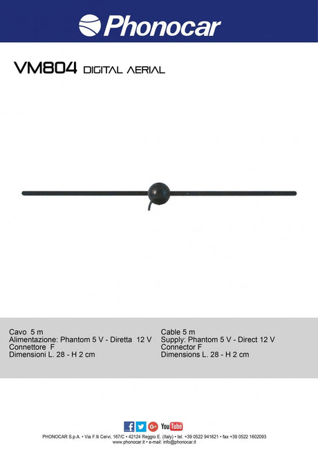 Phonocar VM804 Antenna digitale DVB-T sintonizzatore TV terrestre universale - TechSoundSystem.com