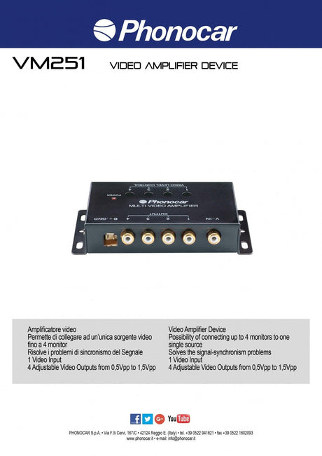 Phonocar VM251 Amplificatore video - TechSoundSystem.com