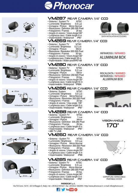 Phonocar VM260 Retrocamera universale 1/4" CMD - TechSoundSystem.com