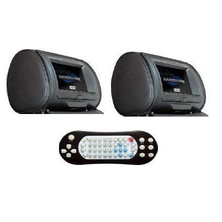 HSHM9DD HARDSTONE Poggiatesta (Coppia ) pelle nera con monitor Alta definizione + lettore DVD, USB SD 800x480 - TechSoundSystem.com