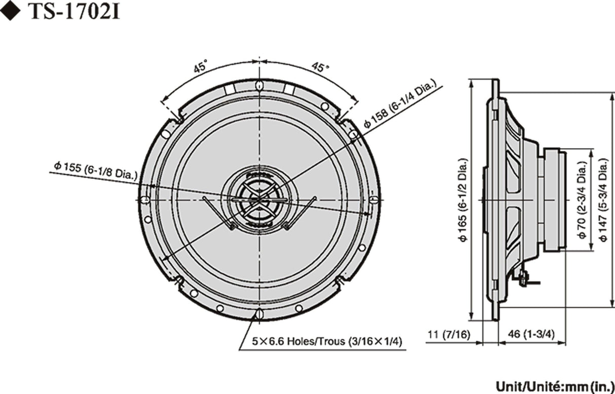 Pioneer TS-1702i Diffusori coassiali a 2 vie da 17cm (170W) multimarca COPPIA - TechSoundSystem.com