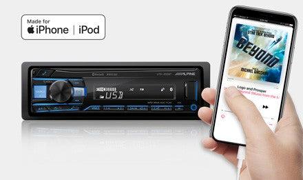 Alpine UTE-200BT Autoradio 1 Din USB/AUX FLAC MP3/WMA/AAC Bluetooth Compatibilità Android e iOS - TechSoundSystem.com