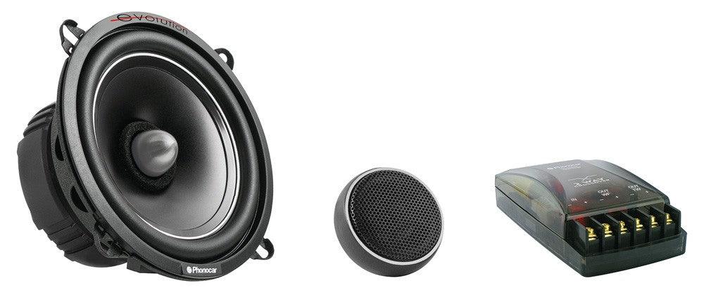 Kit sistema altoparlanti a 2 vie Evolution Phonocar 02684 100W Woofer 130mm(5'')+Tweeter+Crossover - TechSoundSystem.com