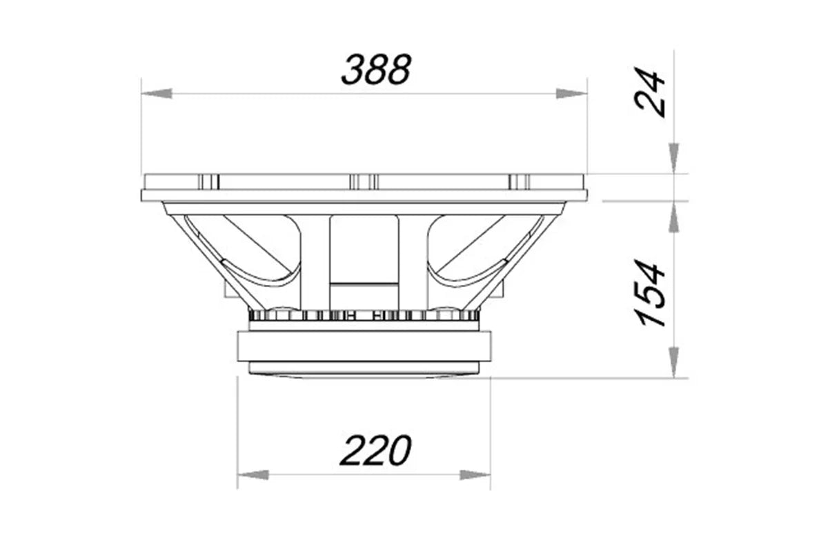 Ciare P15.00SW subwoofer 38 cm, impedenza 8 Ohm, con una sensibilità di 93 dB, 2000 W