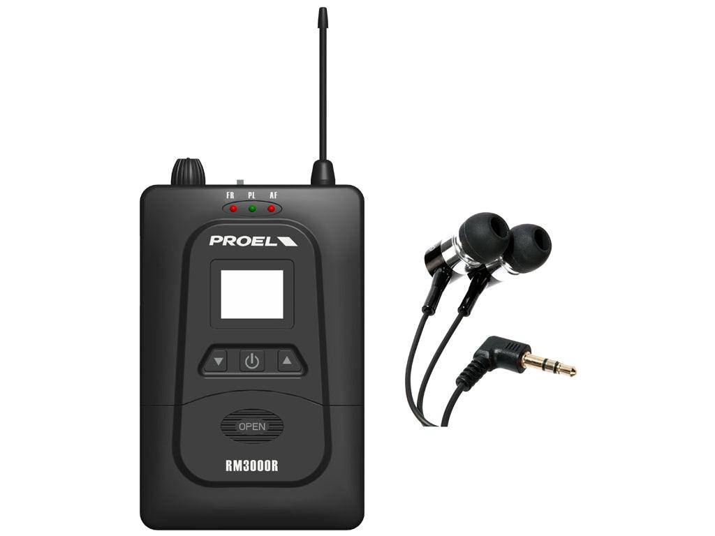 PROEL RM3000R RICEVITORE IN EAR MONITOR CON CUFFIA EB10 PER SISTEMA RM3000-TR - TechSoundSystem.com