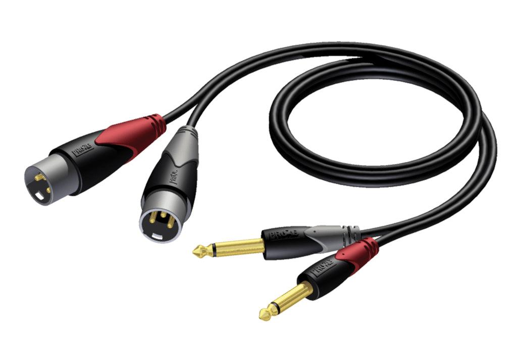 PROCAB CLA 708-3 Cavo audio 3mt 2x XLR maschio/ 2 JACK 6,3mm mono maschio - TechSoundSystem.com