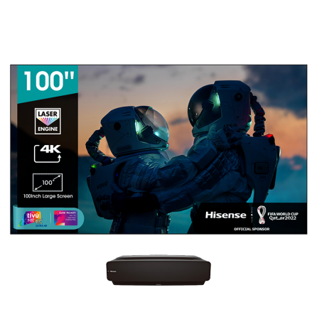 Hisense 100L5F-D12 videoproiettore laser tv con schermo da proiezione fisso telo ALR (UST) da 100" INCLUSO - TechSoundSystem.com