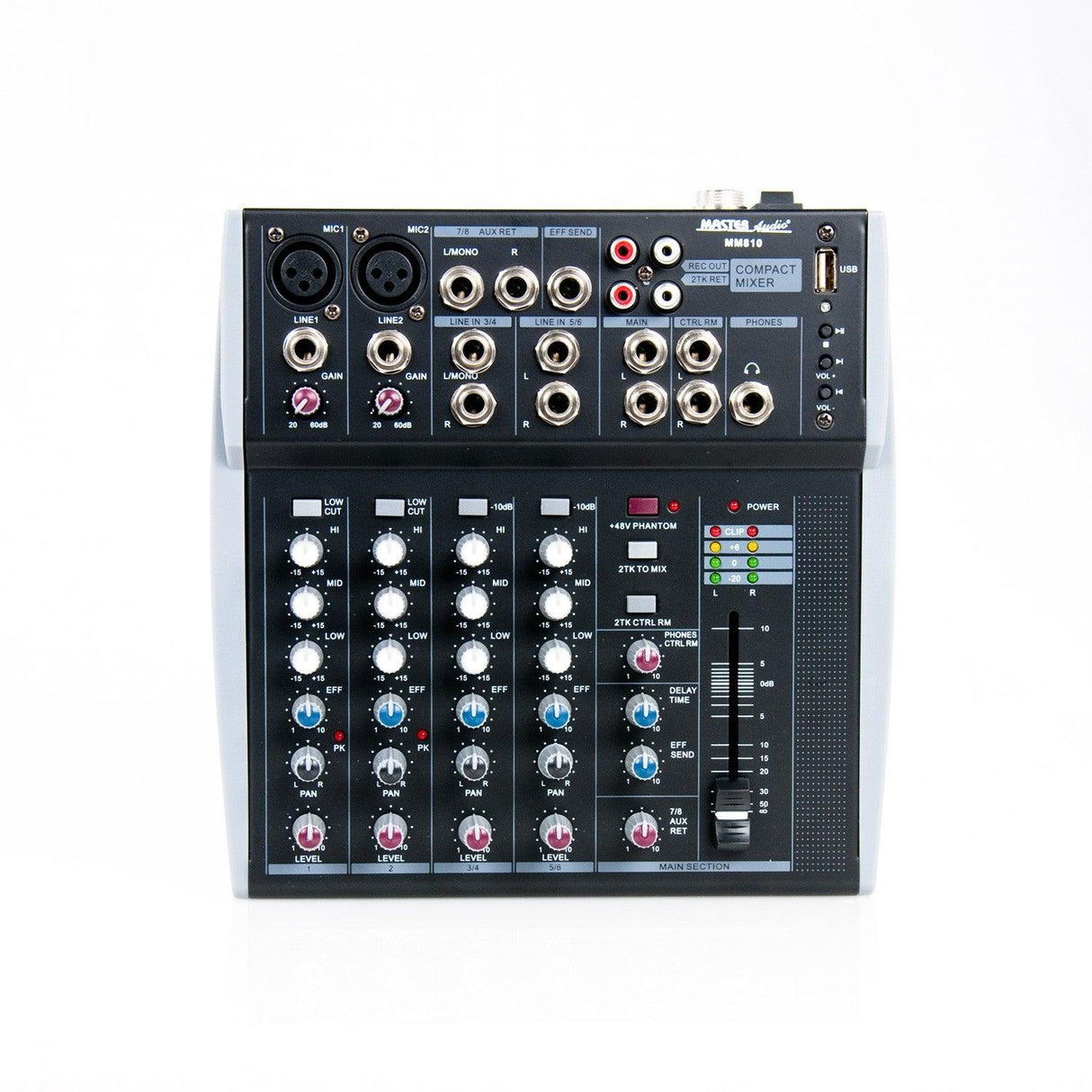 Master Audio MM810 Mixer compatto 2 canali MONO + 2 canali STEREO e ingresso USB - TechSoundSystem.com