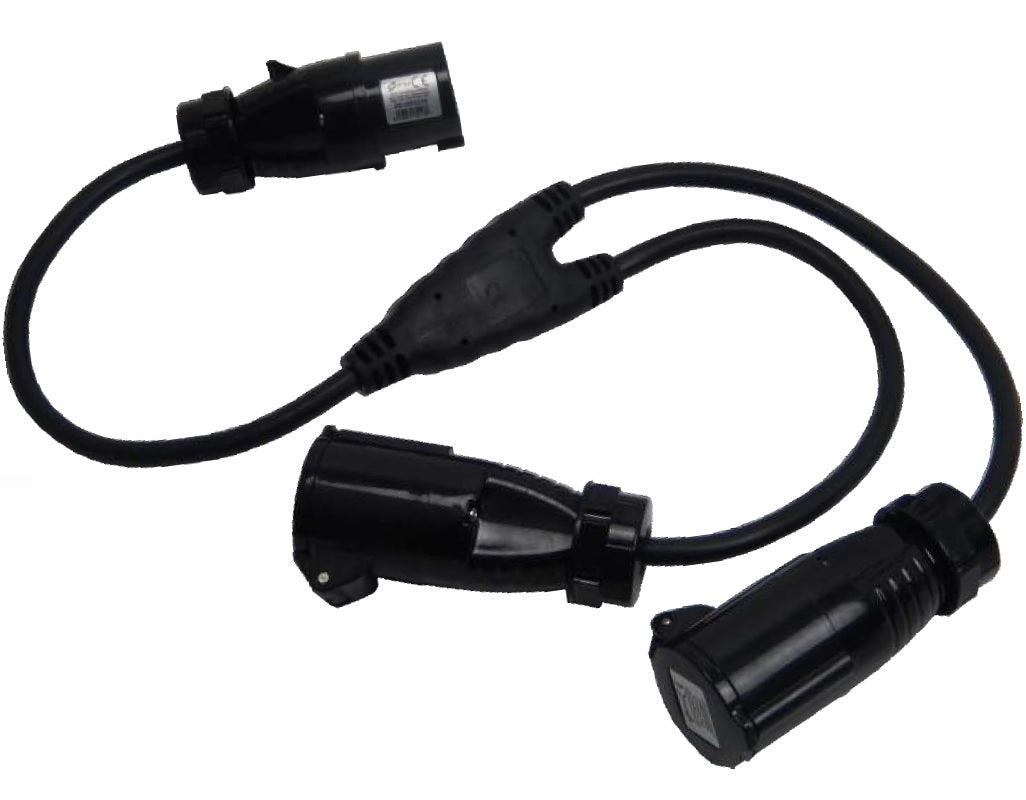 SPLITTER CEE CAVO CORRENTE SDOPPIO DA SPINA 16A MASCHIO 3 POLI 2P+T IP44 A 2 PRESE 16A FEMMINA - TechSoundSystem.com