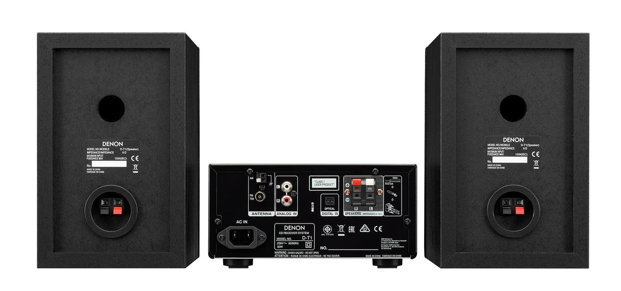 DENON D-T1 Sistema Micro HI-FI con sintonizzatore AM/FM + diffusori, NERO - TechSoundSystem.com