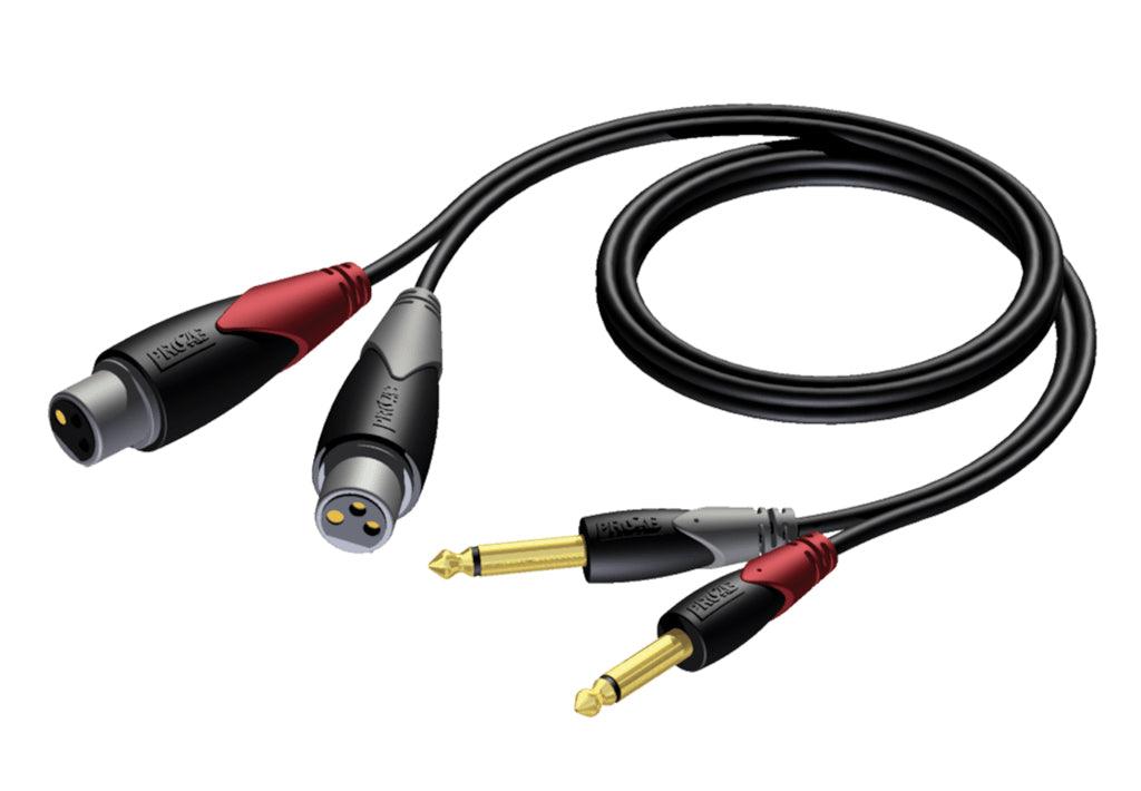 PROCAB CLA 707-3 Cavo audio 3mt 2x XLR femmina/ 2 JACK 6,3mm mono - TechSoundSystem.com