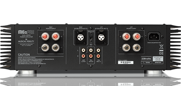 Musical Fidelity M6s Prx *EX-DEMO* Finale di potenza stereo, 2x230W su 8 ohm. Costruzione Dual-Mono. 2 ingressi, 1 bilanciato XLR e 1 RCA - TechSoundSystem.com