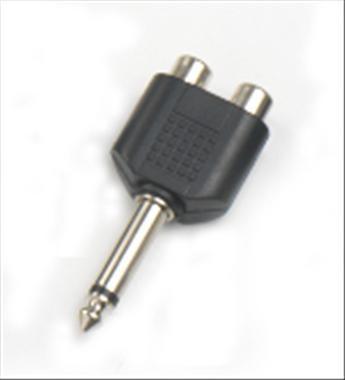 Adattatore 2 prese RCA - spina Jack 6,3 mm mono HY1750 Master Audio in ABS e metallo - TechSoundSystem.com