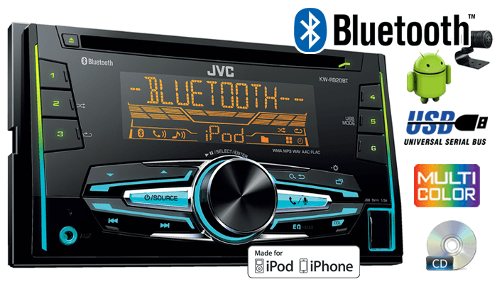 JVC KW-R920BT Autoradio 2 DIN Sintolettore CD con tecnologia wireless Bluetoot e USB/ingresso AUX frontali - TechSoundSystem.com