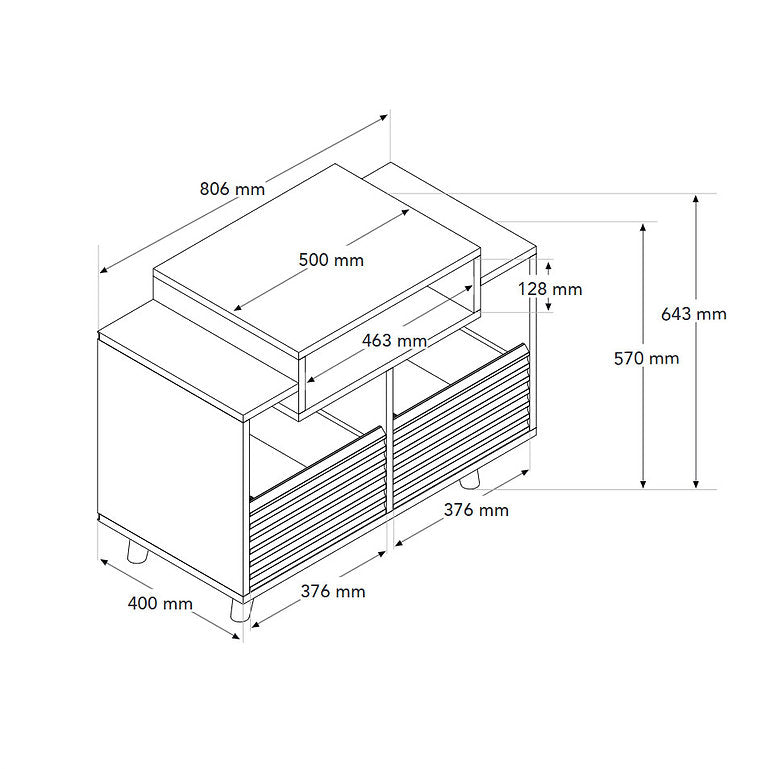 Norstone OSLO 800 BLACK/WALNUT Mobile per elettroniche portavinili