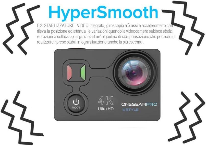 ONEGEAR PRO EIS 4K PRO ACTION CAMERA CON STABILIZZATORE EIS 4K 60 fps doppio display - TechSoundSystem.com