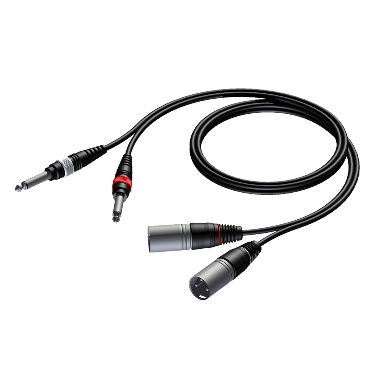 PROCAB CAB 708-3 Cavo audio 3mt 2x XLR maschio/ 2 JACK 6,3mm mono - TechSoundSystem.com