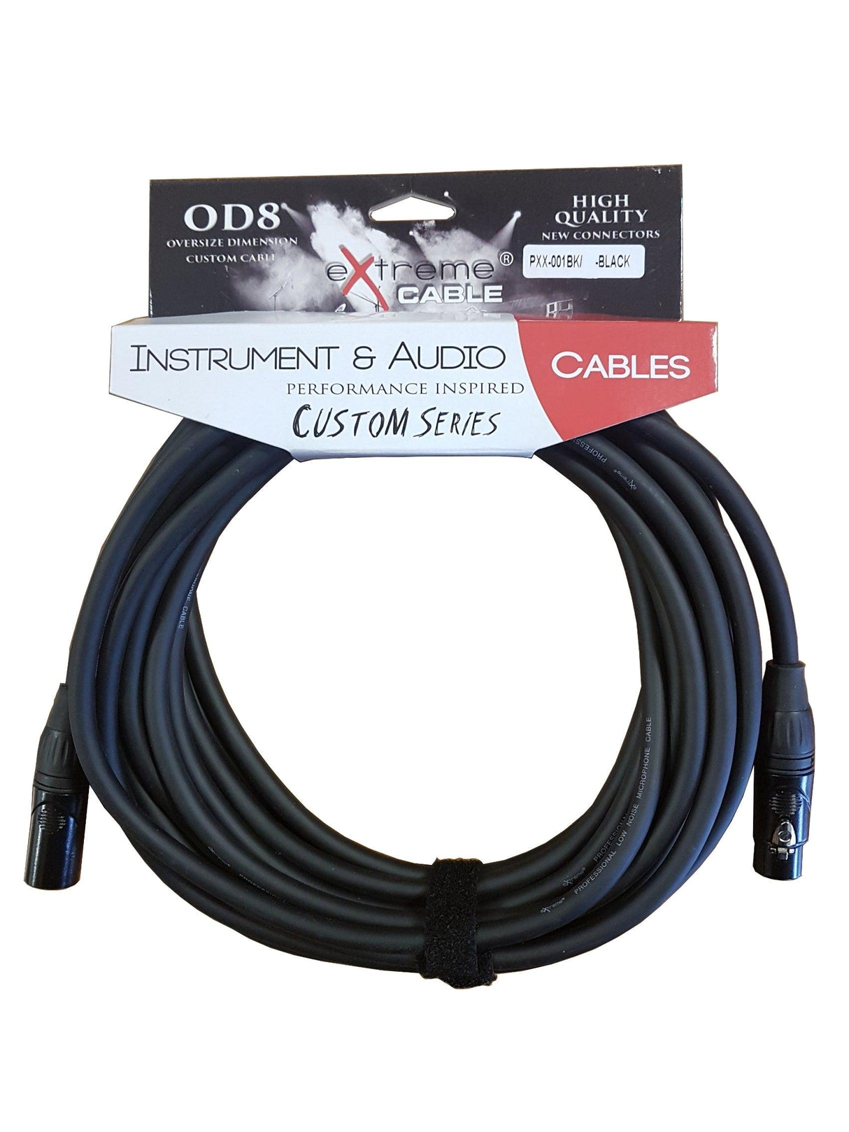 EXTREME PXX-001BK/10M-BLACK CAVO MICROFONICO BILANCIATO XLR-XLR OD8 SERIE CUSTOM PER LIVE STUDIO 10 METRI ANELLI CONNETTORI NERI - TechSoundSystem.com