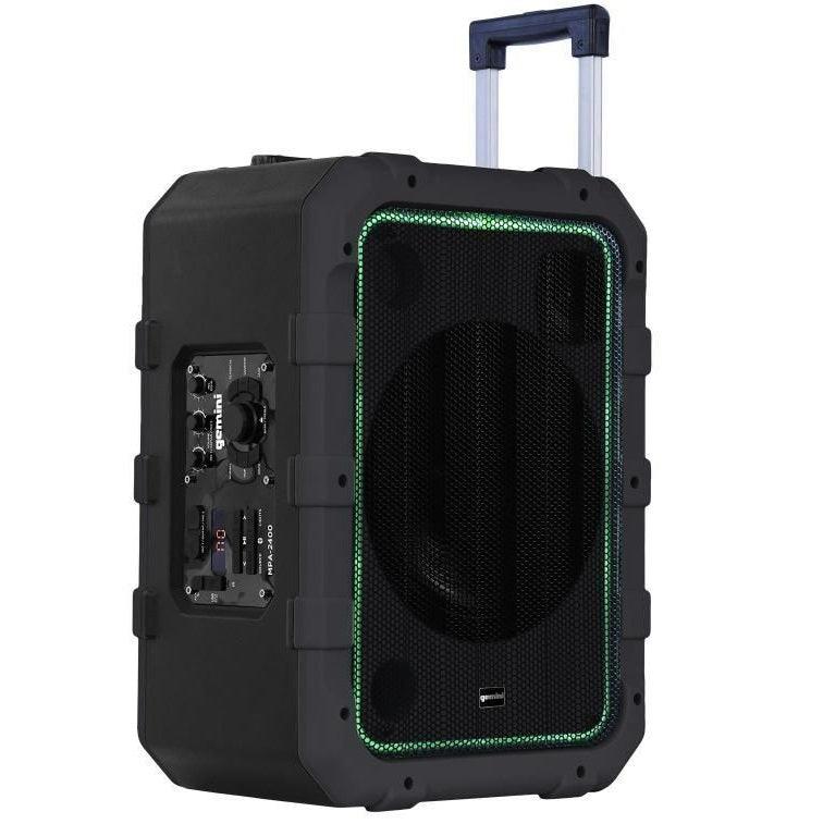 GEMINI MPA 2400 GREY CASSA ATTIVA A BATTERIA 240W CON PLAYER USB E BLUETOOTH + TROLLEY INTEGRATO COLORE GRIGIO - TechSoundSystem.com