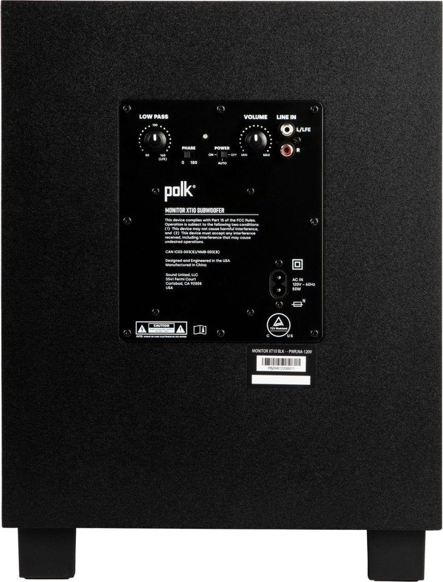 Polk Audio MXT10 SUB Subwoofer Hifi e Home cinema con woofer da 10" da 100W - TechSoundSystem.com