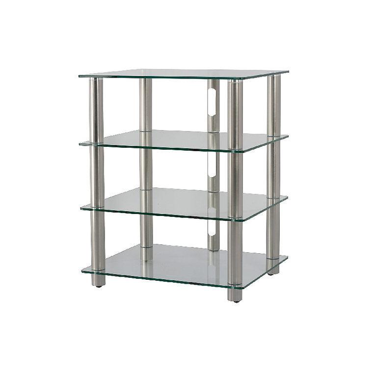 Norstone EPUR4 Mobile Hifi e AV 4 Struttura in acciaio spazzolato. Ripiani in vetro temperato - TechSoundSystem.com