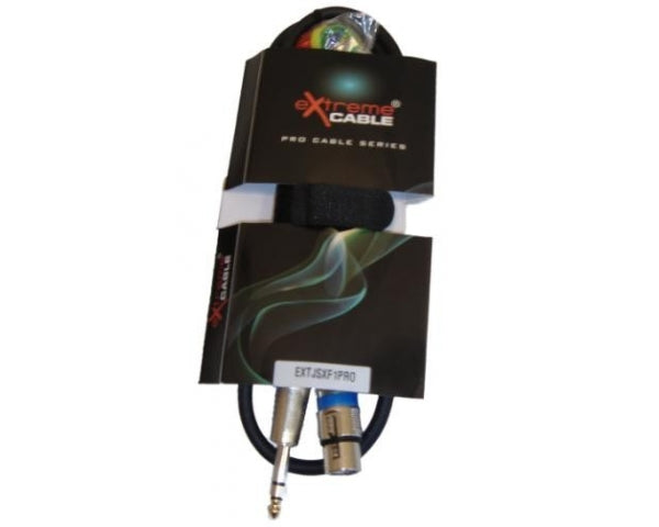 EXTREME JSXF1PRO CAVO JACK STEREO MASCHIO 1/4" 6,3mm-XLRF FEMMINA 1 MT. CONNETTORI SMONTABILI + SET ANELLINI COLORATI IDENTIFICATIVI PER CONNETTORE - TechSoundSystem.com