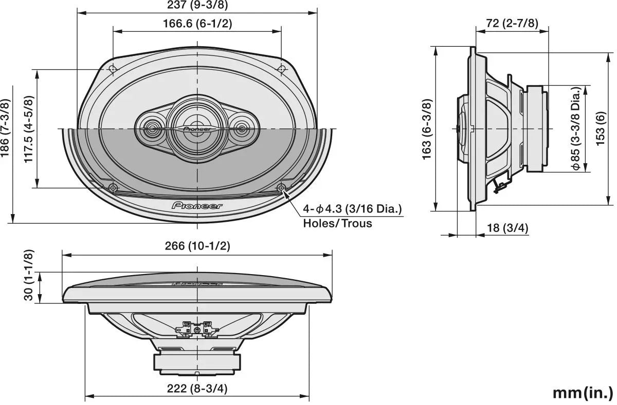 Pioneer TS-A6971F Sistema casse coassiali a 5 vie 6 x 9 pollici (600 W)