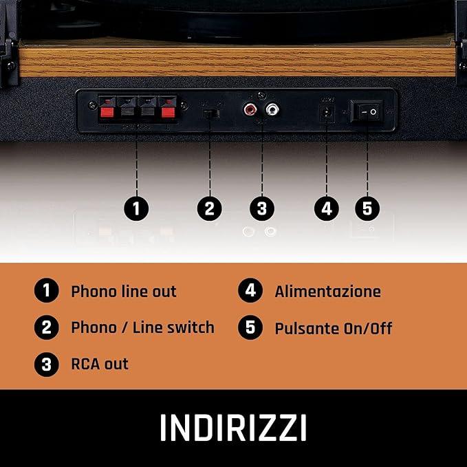 Lenco LS-300WD Giradischi amplificato a 2 velocità (33/45) con Bluetooth Amplificatore integrato 10Wx 2 - TechSoundSystem.com