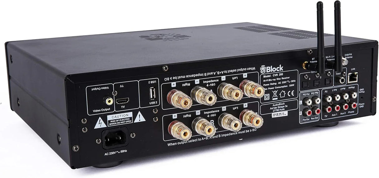 BLOCK CVR-200 Lettore CD-DVD-Bluray amplificato, Internet receiver, Spotify Connect, Bluetooth