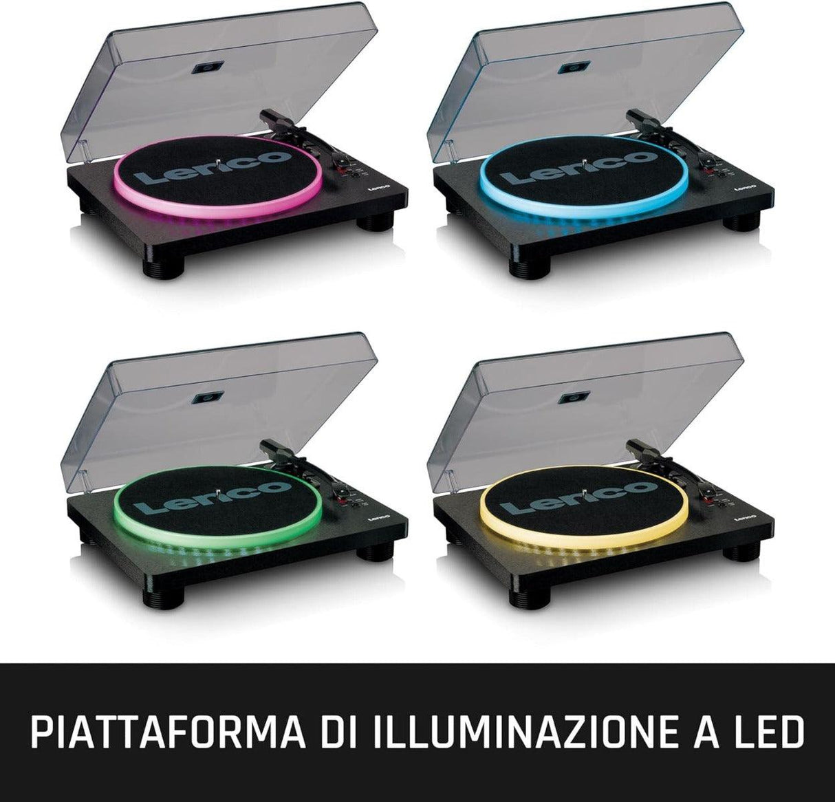 Lenco LS-50 OLED Giradischi Diffusori stereo incorporati, USB, Effetto luci variabili del piatto - TechSoundSystem.com