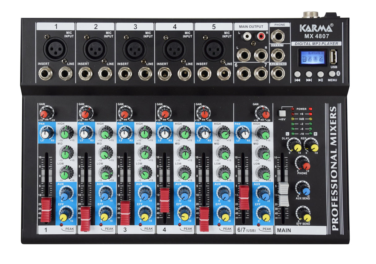 KARMA MX 4807 Mixer 7 canali - REC - MP3 - BLT - TechSoundSystem.com