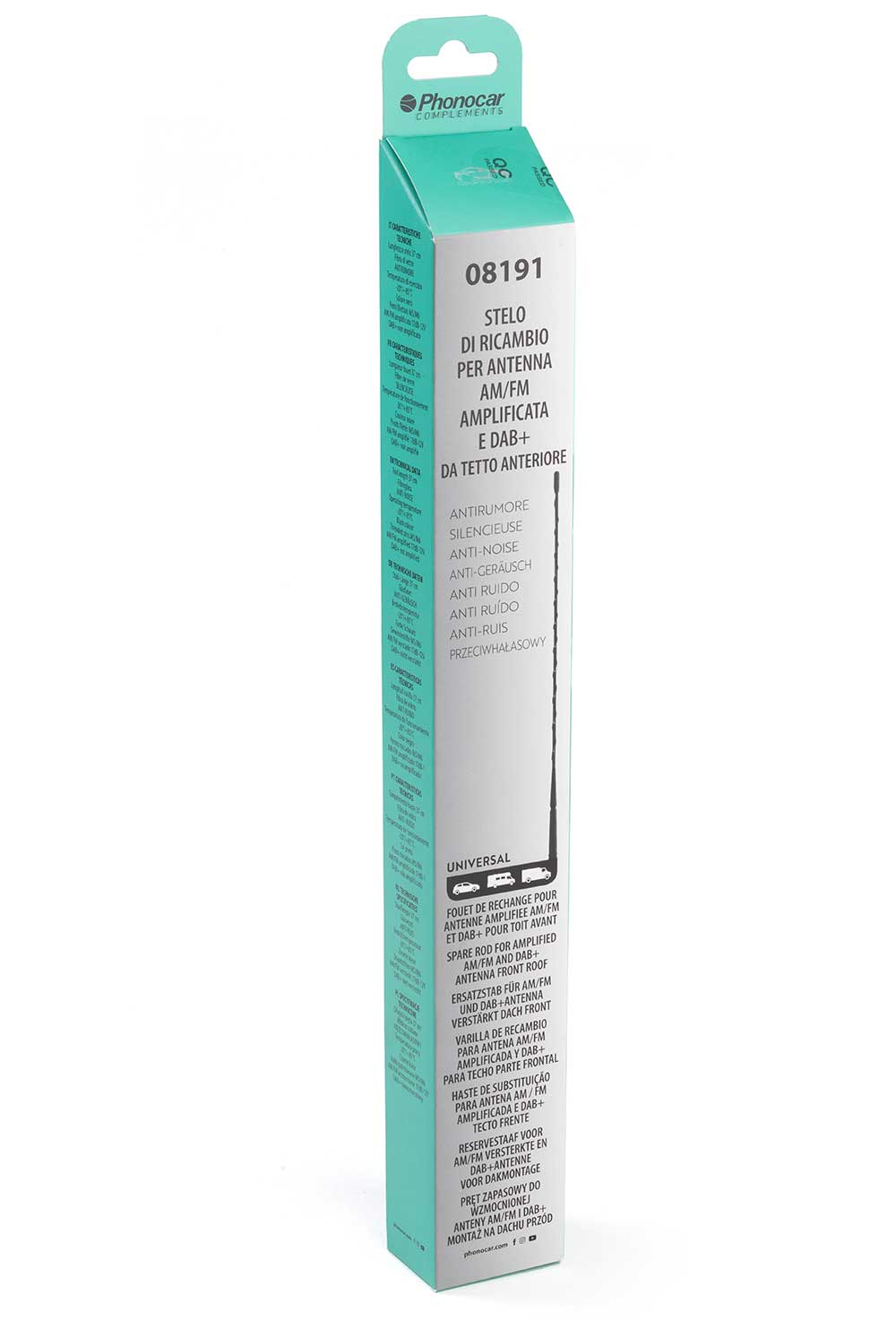 Phonocar 08191 Stelo di ricambio per antenna AM/FM amplificata e DAB+ da tetto anteriore