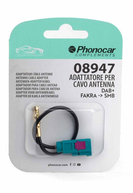 Phonocar 08947 Adattatore per cavo antenna DAB+ - FAKRA femmina -> SMB maschio - TechSoundSystem.com