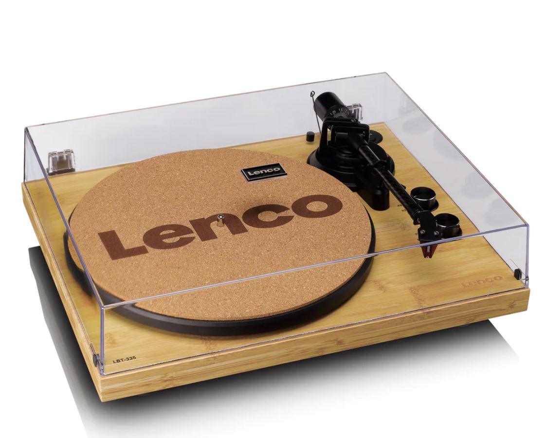 Lenco LBT-335BA Giradischi ecosostenibile con Bluetooth 5.2 Plinto in Bambù, tappetino in sughero, Testina Ortofon 2M RED - TechSoundSystem.com