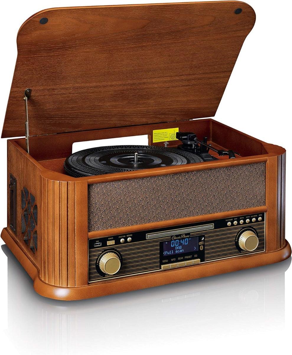 Lenco TCD-2570 Giradischi in legno, connessione USB, Radio e DAB+, Lettore di cassette e CD, Bluetooth, 2 altoparlanti integrati - TechSoundSystem.com