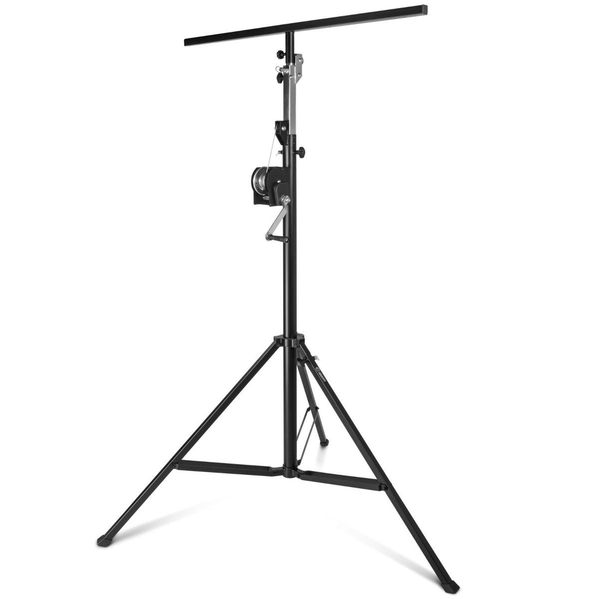 ADAM HALL SWU 400 T WIND UP STATIVO CON ARGANO 4 METRI 85 KG + BARRA A T COLORE NERO - TechSoundSystem.com