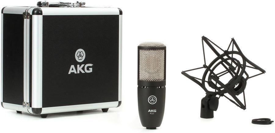 AKG PERCEPTION P-220 MICROFONO A CONDENSATORE DA STUDIO A LARGO DIAFRAMMA VOCE CHITARRA OTTONI - TechSoundSystem.com